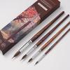 Kolinsky Sable Bristle Brush Set, 4-Piece Watercolor Brush Set with Extended Needle Tips, Synthetic Material Extra-Long Needle Tip Brushes, for Waterc