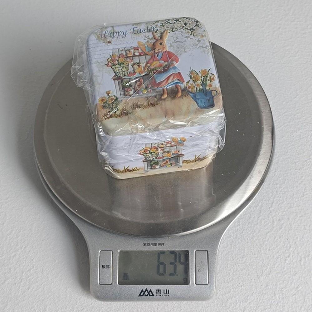 Iron Material Easter Gifts Box Square Shape Rabbit Tin Storage Box  Candy Storage