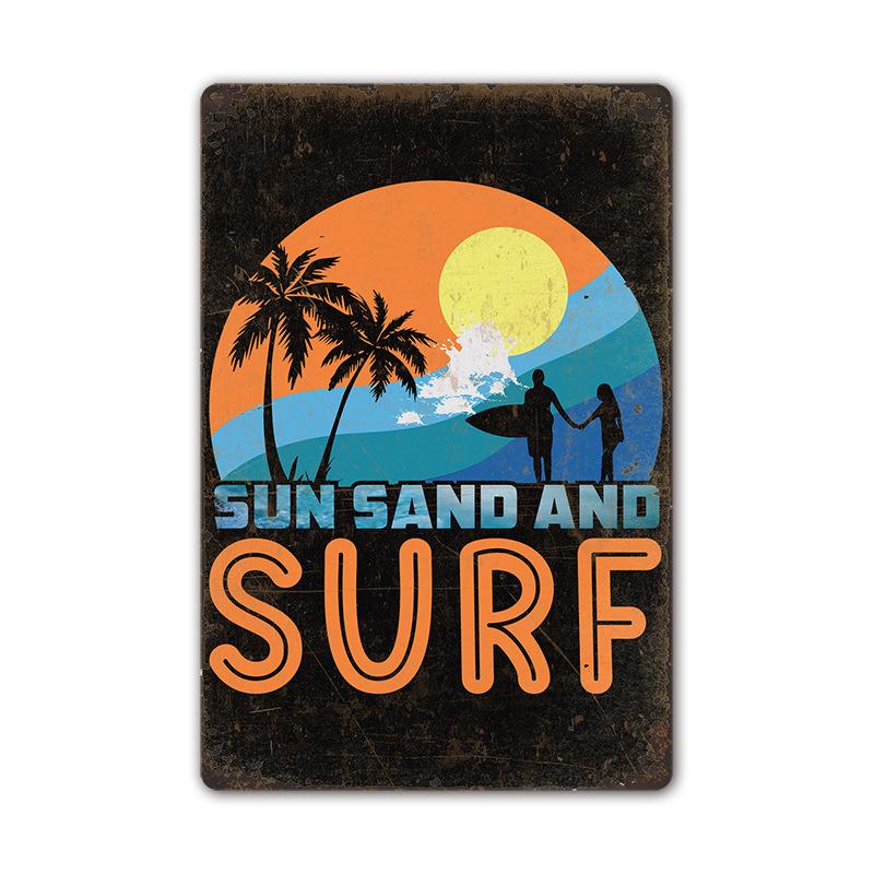 Vintage Tin Art of Summer Beach Scenes: Ideal Wall Murals for American Bar Backdrops and Home Decor