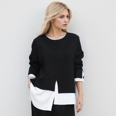 DIMANAF 2024 Plus Size Pullover Autumn Hoodie T-shirt Oversize Women Asymmetrical Sweaters Solid Full Sleeve Loose
