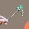 1pc Exquisite Fashion Panda Hairpin Set Vintage Crescent Tassel Comb for Hanfu Qipao Metallic Braided Hair Jewelry
