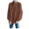 Women's High Neck Solid Color Sweater Casual Stripe Pullover Long Sleeve Sweater