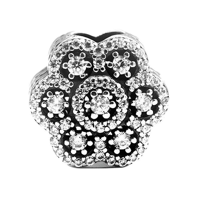 Pandora Crystal Flower 925 Silver Synthetic Cubic Zirconia Rhinestone Necklace/Pendant Women s Model 791998CZ