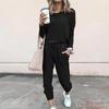 Damski dres Casual Solidne sportowe bluzy z długim rękawem i sportowe dwuczęściowe zestawy z długimi spodniami