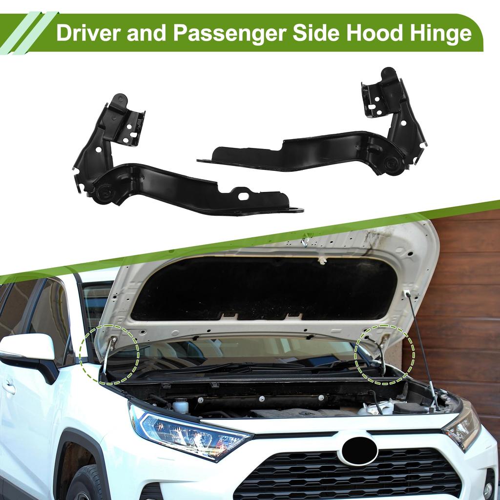 HOPESPANNER 1 Pair of Black Front Driver and Passenger Side Hood for Toyota Camry Brackets, Iron, 2018-2022