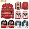 2025 Spring Women's New Christmas Clothing Crew Neck Christmas Deer Couple Digital Printed Sweater