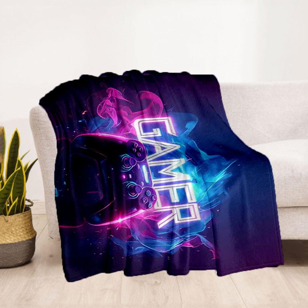 "Neon Gamer Controller Neon Sign Wall Art"Blanket Flannel Throw Blanket for Sofa, Bed, Travel, Camping, Office, Couch, Chair, And Bed Gift F