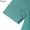 ZANZEA Women Summer Turn Down Collar Casual Short Sleeve Dress