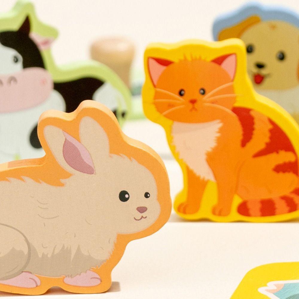 Montessori Wooden Toys 3D Puzzles Pattern Cognitive Animal Jigsaw Toys  Thinking Training