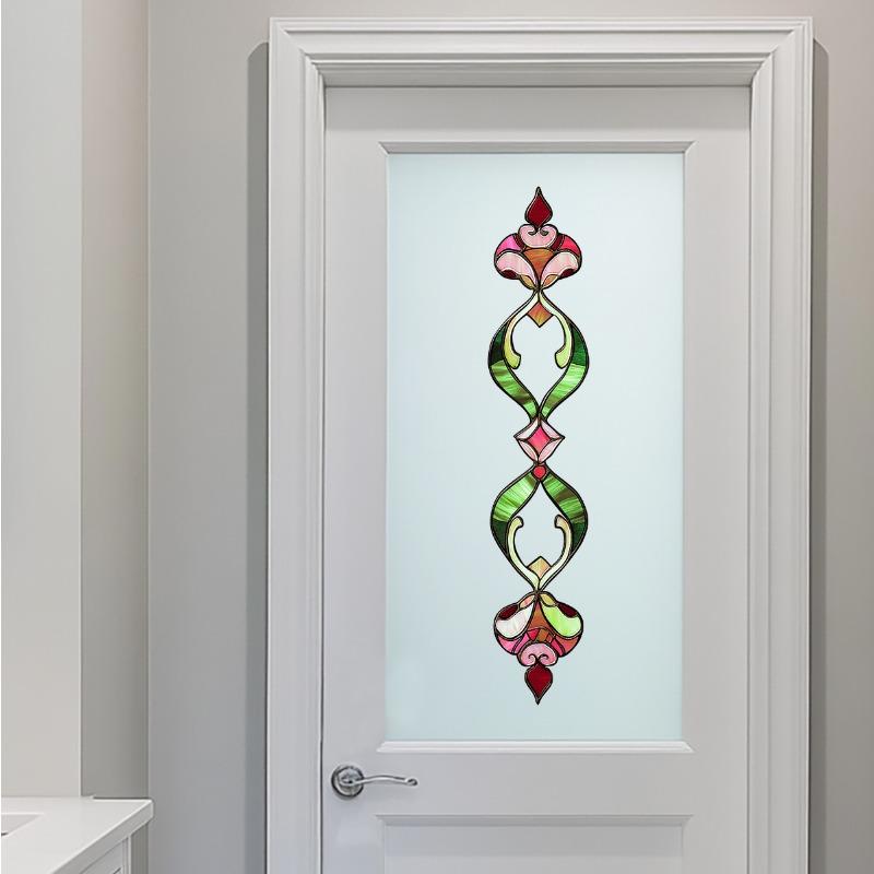 Colored Art Glass Style Window Stickers, Retro Patterned Self-adhesive Glass Stickers for Home Decoration