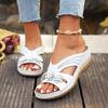 Fashion Flower Decor Solid Wedge Slippers Women Summer Plus Size Comfort Lightweight Platform Slippers Woman Bathroom Beach Shoes Mujer
