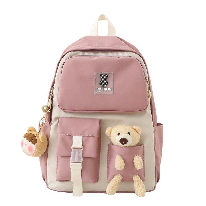 Neuer Schulranzen für College-Studenten, Schulranzen, Cartoon-Bärenpuppe, Mädchen-Rucksack, niedlicher lässiger Rucksack, weiblich single package