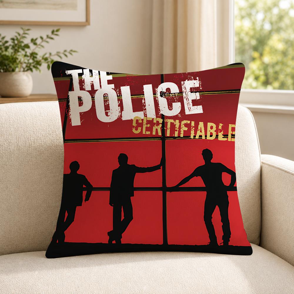 Band TThe PPolice Cushion Cover Soft Short Plush SkinFriendly Cushion Case for MultiScene Use