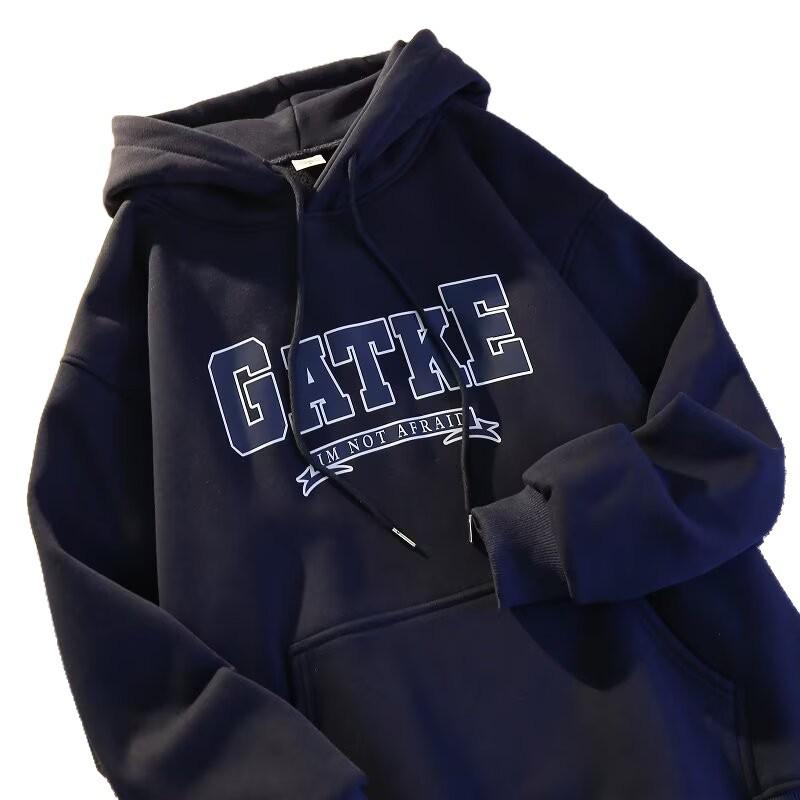 2025 Men's Retro Hooded Sweatshirt: Autumn/Winter, Velvet-Thickened, Loose Fit, Trendy Large Size Outerwear