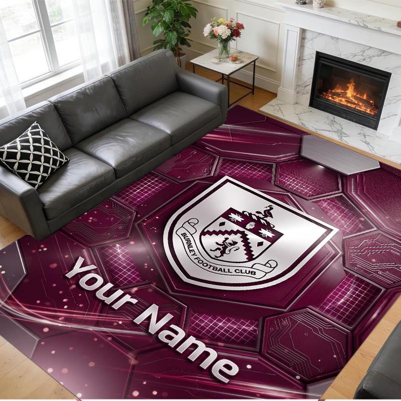 Crystal Velvet Rug Custom Name Text, Soft Non Slip Floor Mat Home DecorBurnley Football
