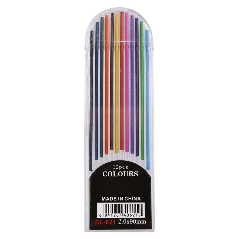 12Pcs 2.0 mm Mechanical Pencil Colors 2B Refills Draft Drawing Writing Craf