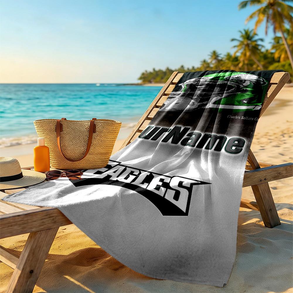 Philadelphia Eagles Personalized Text Beach Towel High Absorbency Quickdry Portable For Swimmingbeachcamping Travel Beach Accessoriesgym