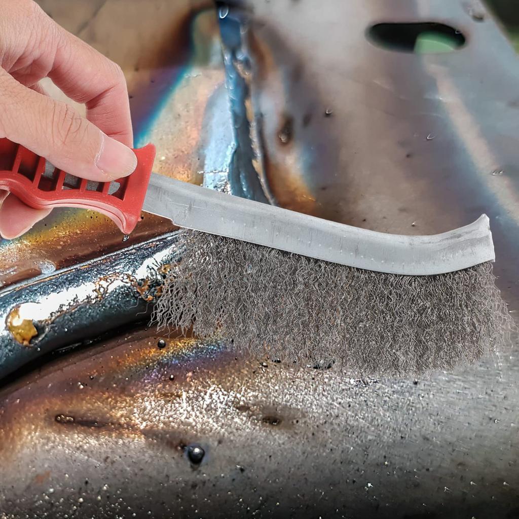 Non-Slip Grip Stainless Steel Wire Brush for Metal Rust Removal Cleaning Deburring Tool
