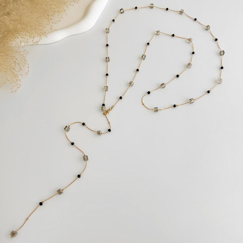 Adjustable Y-Shaped Crystal Necklace - European & American Geometric Layered Fashion