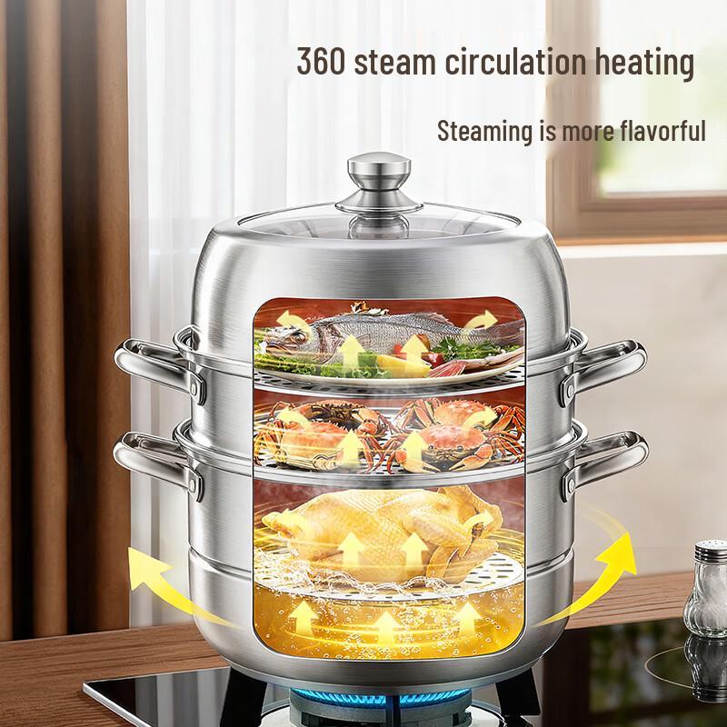 Chigo Stainless Steel Double-Layer Steamer Pot