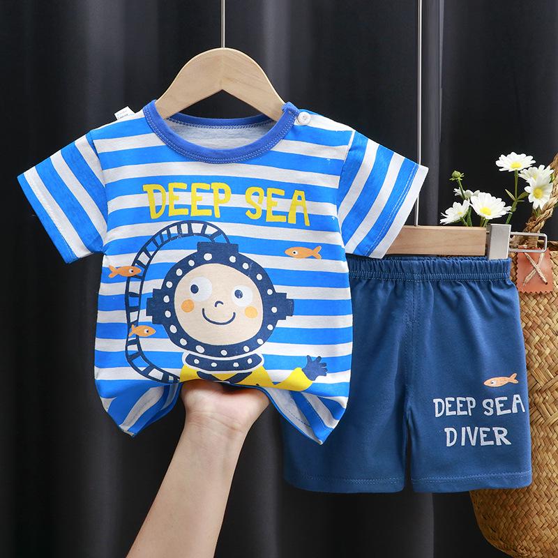 2025 Kids' Short Sleeve Summer Pajama Set - Boys and Girls Baby T-shirt and Shorts