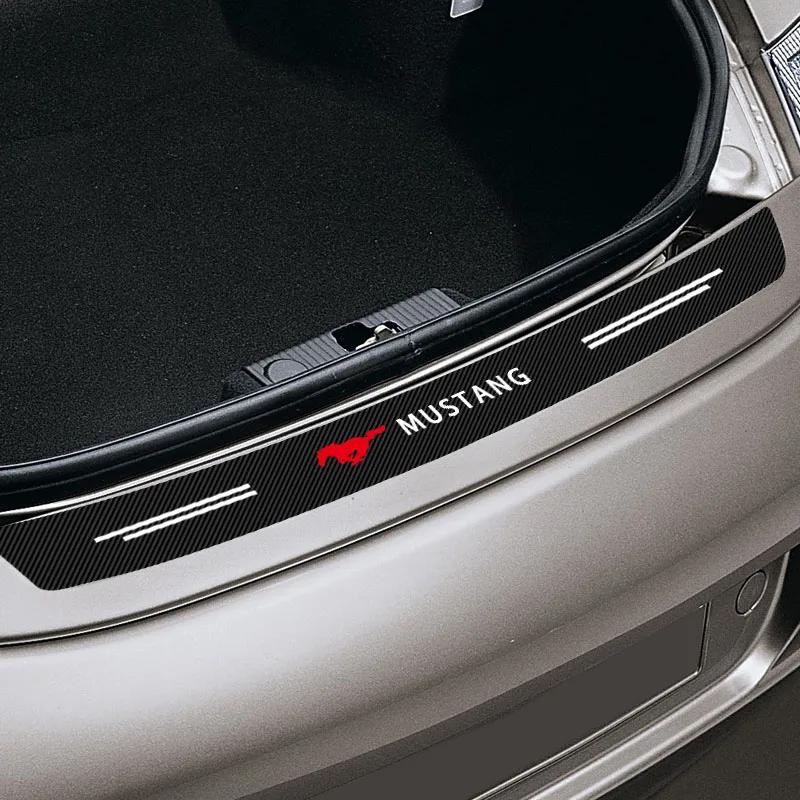 Carbon Fiber Car Trunk Rear Bumper Sticker Guard Plate Protector for Ford Mustang Explorer Focus Shelby GT350 Kuga Fusion F-150