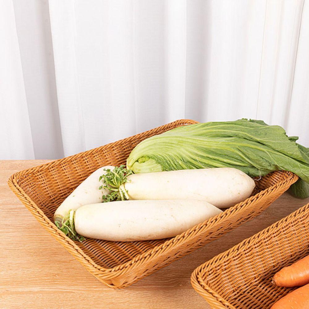Plastic Display Basket Woven Pattern Bread Fruit Tray Creative Organization Box  Home Shop Hotel