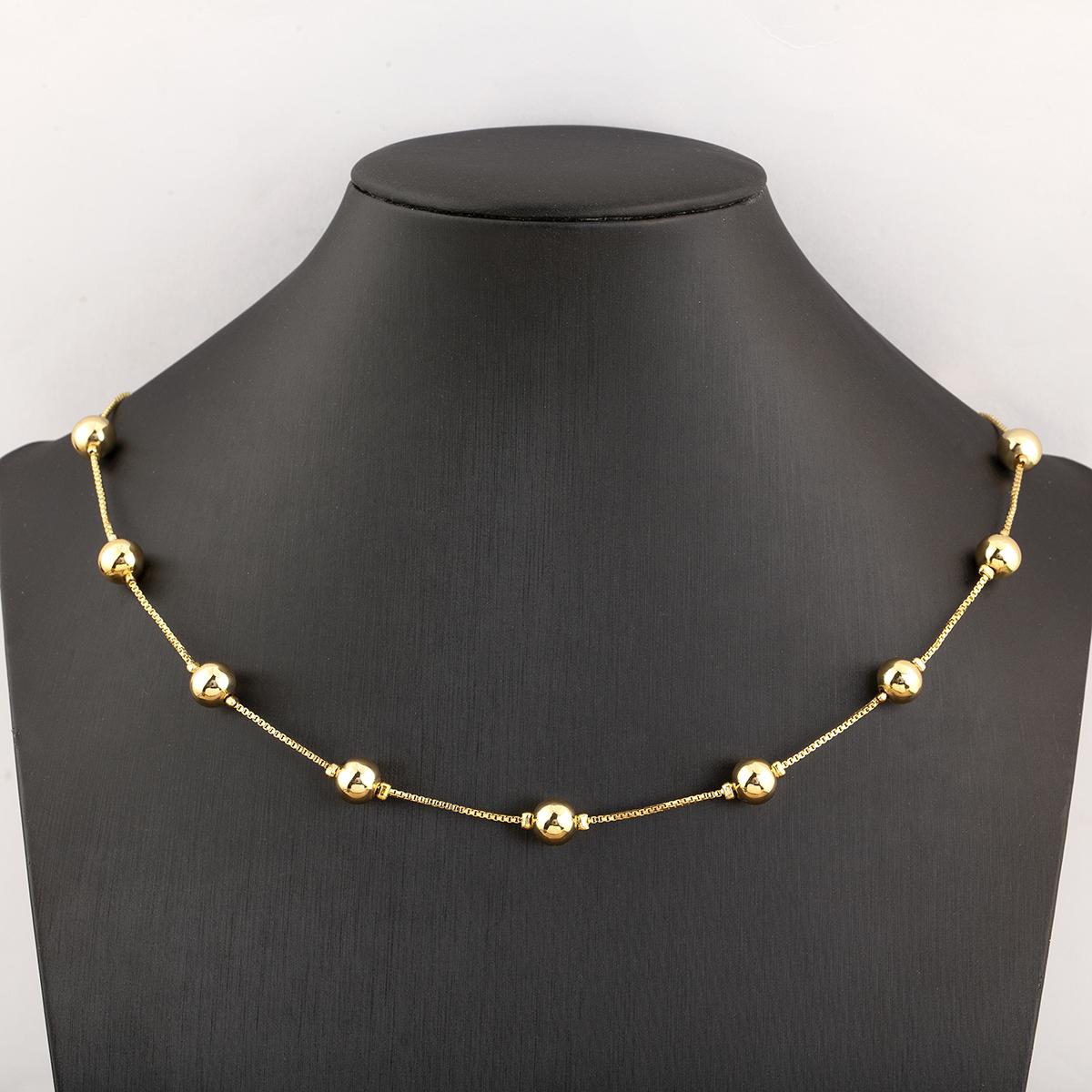 

Nidin Simple Fashion Round Beads Necklace For Women Girls OL Style Copper Clavicle Chain Jewelry Accessories Birthday Party Gift золотой