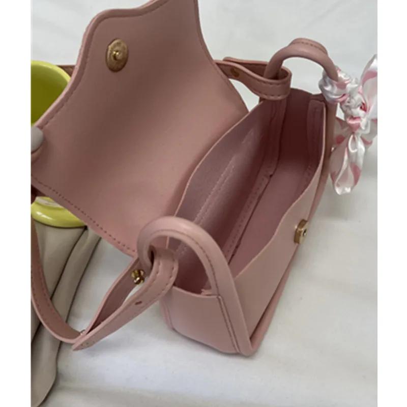 Cute Love Heart Women's Small Square Shoulder Bags Fashi Female Messenger Bag Simple Ladies Crossbody Purse Handbag with Scarf