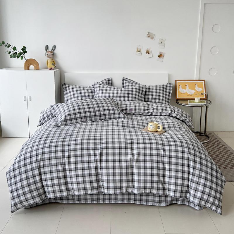 Thick Autumn Winter All Cotton Flannel 4 Piece Bed Sheet Set Home Use Pure Cotton Duvet Cover Fitted Sheet Pillowcases For Students Dormitory