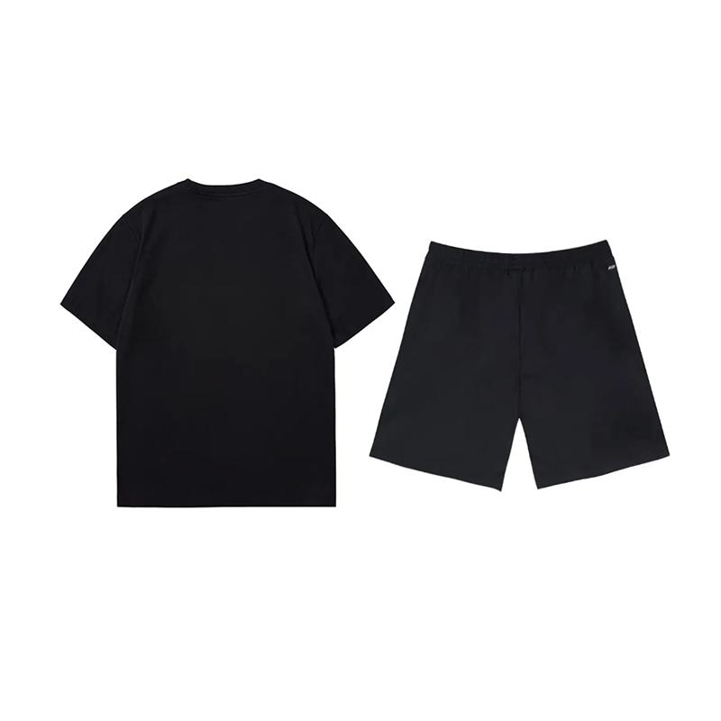 Li-Ning Minimalist Fashion Loose Round Neck Pullover Short Sleeve T-Shirt Comfortable Versatile Shorts Casual Sports Suit AHSU801-2+YKSV147-2
