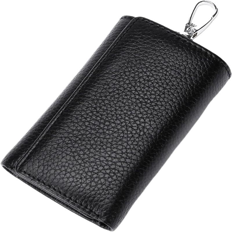 Short Leather Wallet 3-fold Multi-functional Key Holder Case Large Capacity Card Slot Purse for Men Women Outdoor Hiking