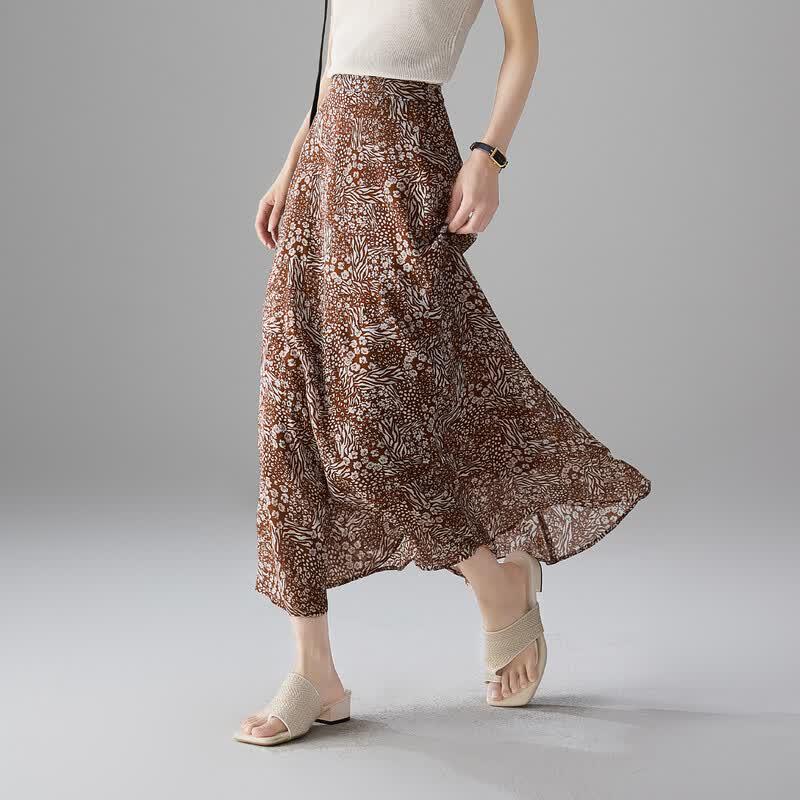 SOFSIL 2026 Summer Floral Chiffon A-Line Mermaid Skirt 27/M