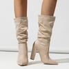 Women's Pointed-toed One-pedal Winter Fashion Thick-heeled High-heeled Boots Fashionable and Comfortable Women's Boots Chunky Heel