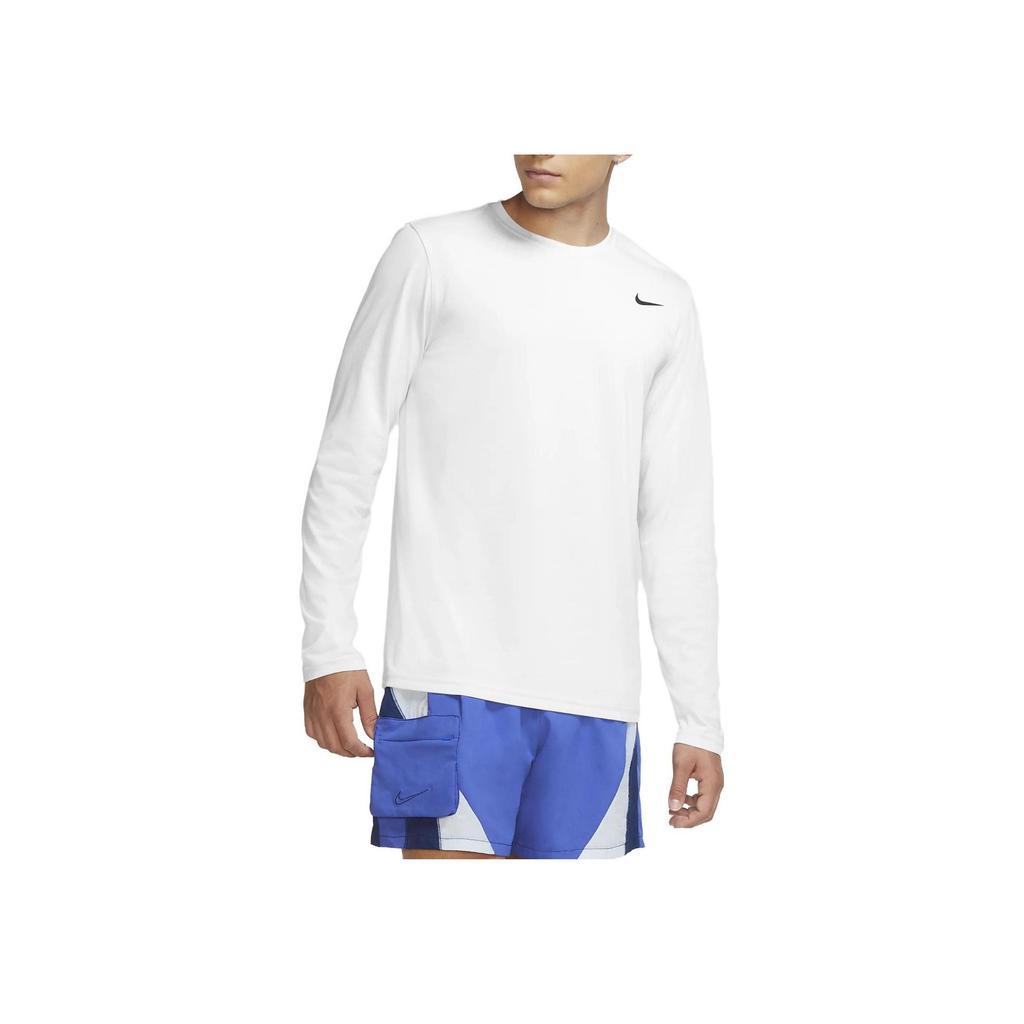 Nike Solid Color Logo Print Crew Neck Long Sleeve T-Shirt Men Tops White 718838-100
