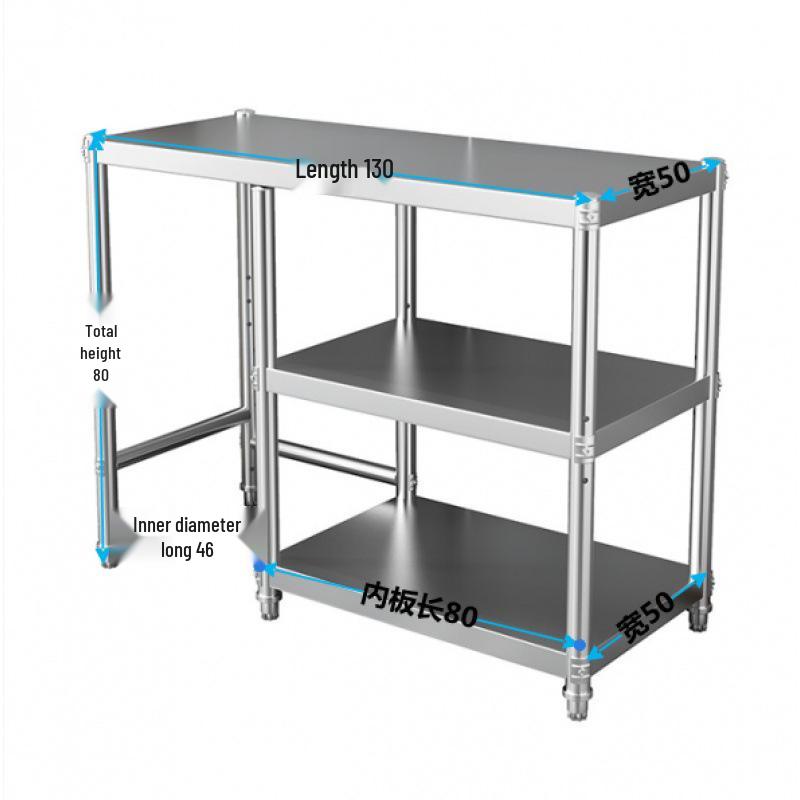 Stainless Steel Three-Tier Kitchen Storage Rack for Gas Cylinder, Stove, and Chopping Board