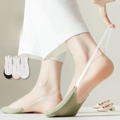 Chaussettes mi-hautes en coton pour femmes, sandales à talons hauts, chaussettes bateau d'été, chaussettes invisibles antidérapantes à bouche peu profonde