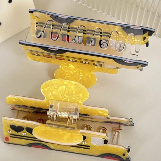 Women Hair Clip School Bus Ruler Shape Acrylic Hair Pin Bach Head Hair Claw Secure Hair Styling Tool