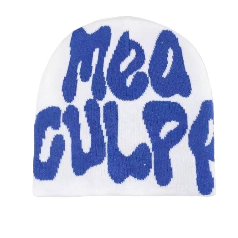 Mea Culpa Trendy Letter Print Beanies Knit  Hat Streetwear Cap Outfit Women Girl