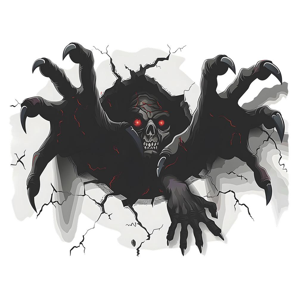 Halloween Horror Broken Wall Skull Holiday Decoration Bedroom Living Room Beautify Wall Stickers