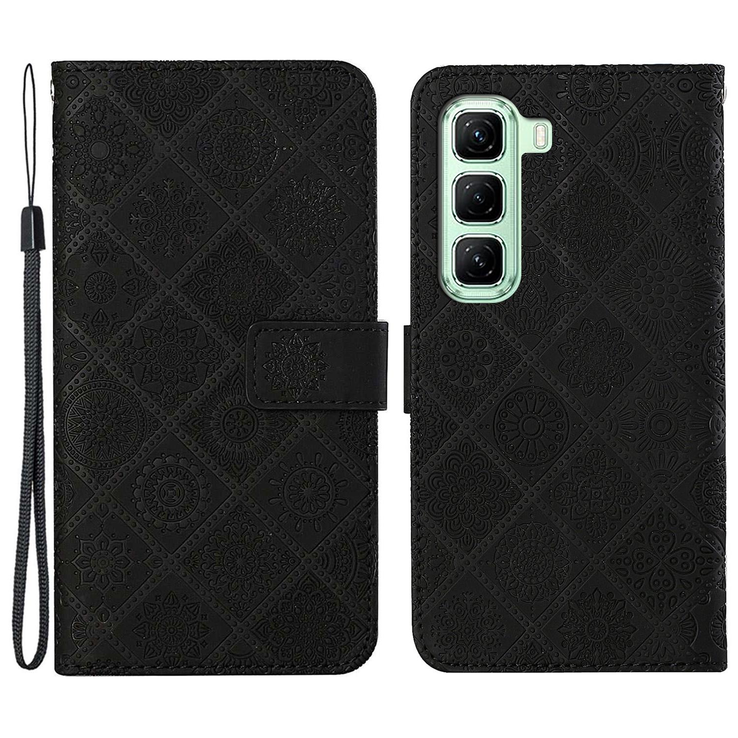 

For Infinix Hot 50 5G Case Leather Case Ethnic Style Wallet Phone Cover with Strap F