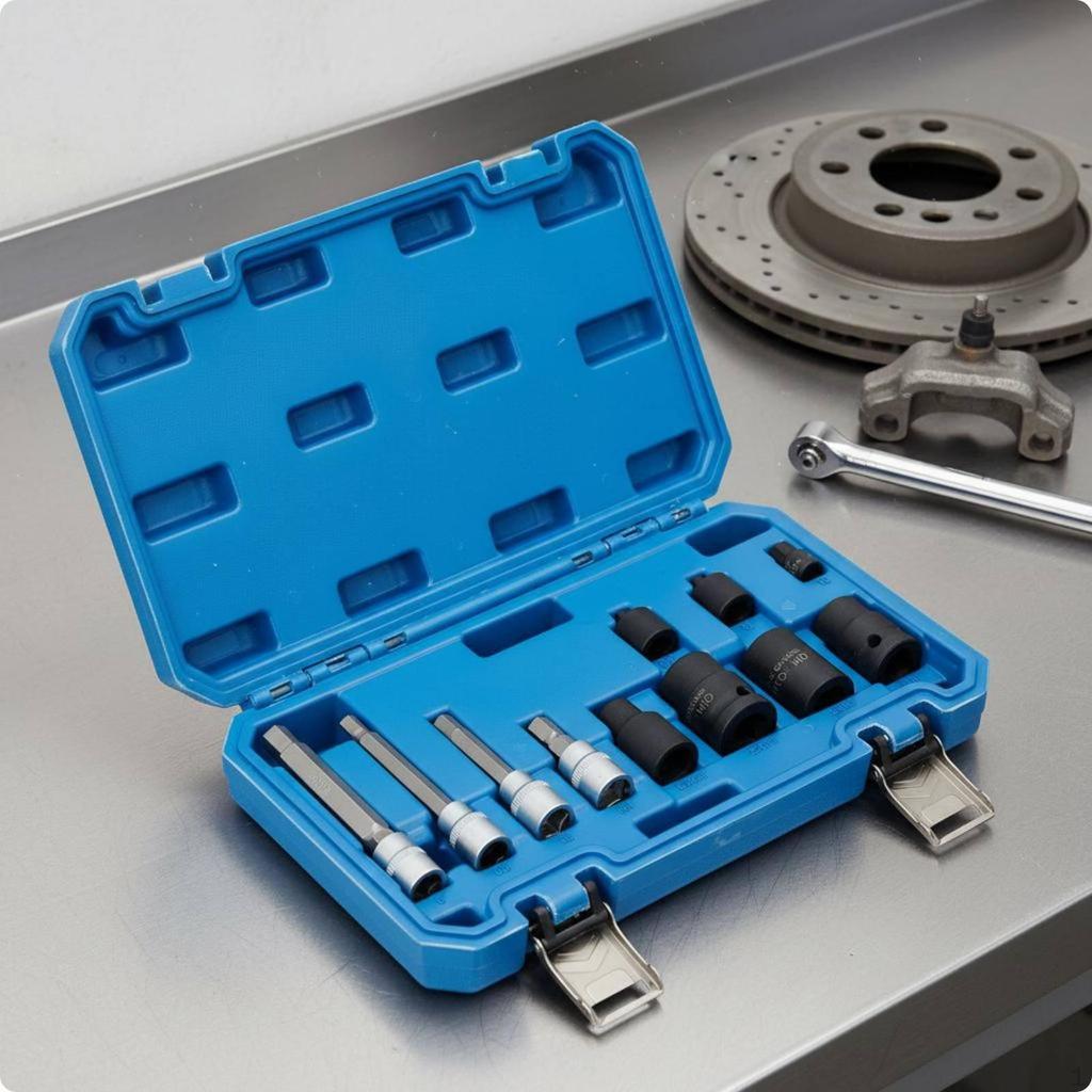 11 Pieces Brake Caliper Socket Set Molybdenum Steel Serrated Bit High Force
