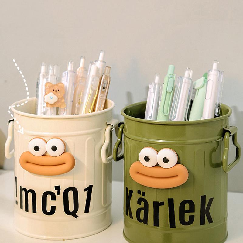 Diy Funny Large Mouth Pen Holder Cute Large-Capacity Pencil Holder Durable Stationery Container Makeup Brush Storage Bucket