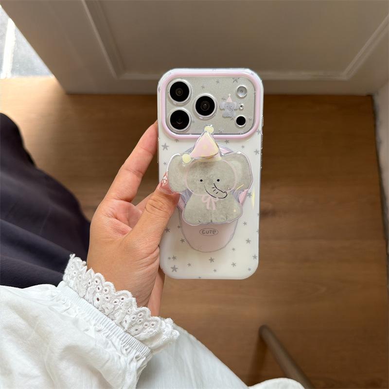 Cute Star Pink Hat Baby Elephant Magnetic Suction Bracket for iphone11Promax iPhone 11 Mobile Phone Case 11 Double Layer