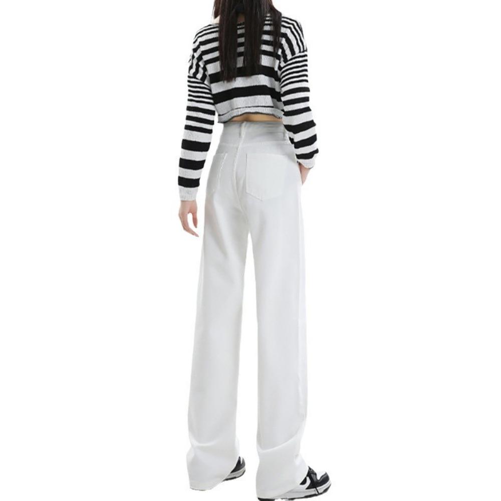 Simple Straight Jeans Women's Spring and Autumn New Korean Version of Thin Fashion Temperament Wide-leg Mopping Jeans