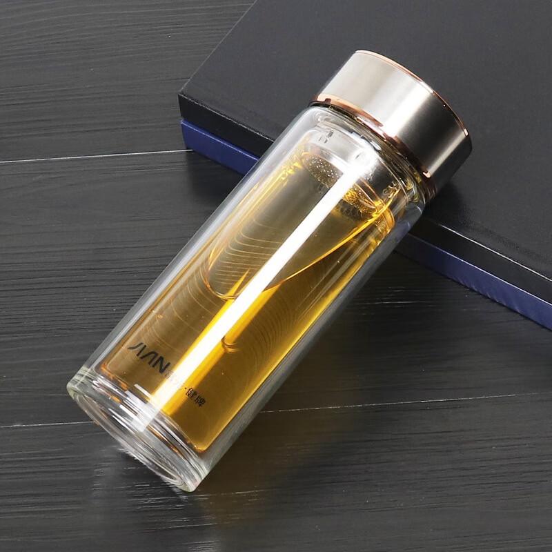 Fuguang Portable Double-Layer Glass Tea Cup with Lid