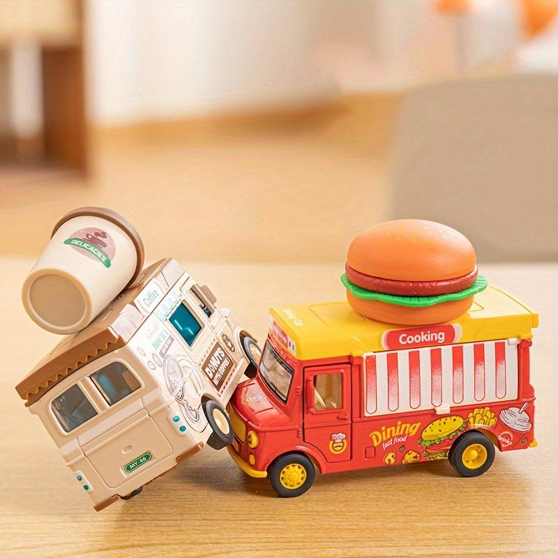 Simulación Aleación Helado Hamburguesa Comida Rápida Camión Modelo Sonido y Luz Rebote Coche de Juguete para Niños Regalo