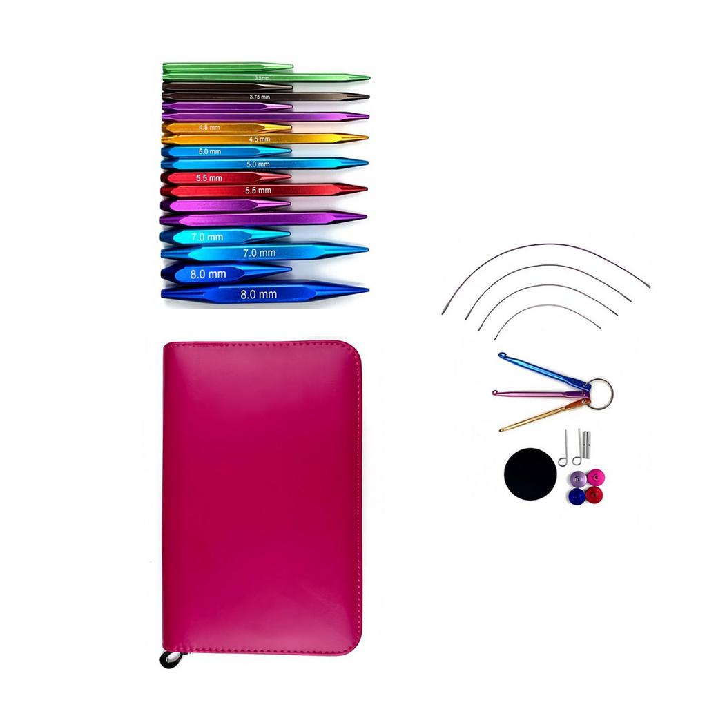 9Pairs Interchangeable Circular Knitting Needle Crochet Hook Set with Case 3.5mm-8.0mm for Knitting Weaving Sweater Hat
