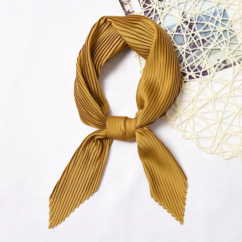 70*70cm Small Crinkle Hijab Scarf For Women Silk Satin Handkerchief Bag Scarfs Female Sqaure Headband Hair Scarves For Ladies