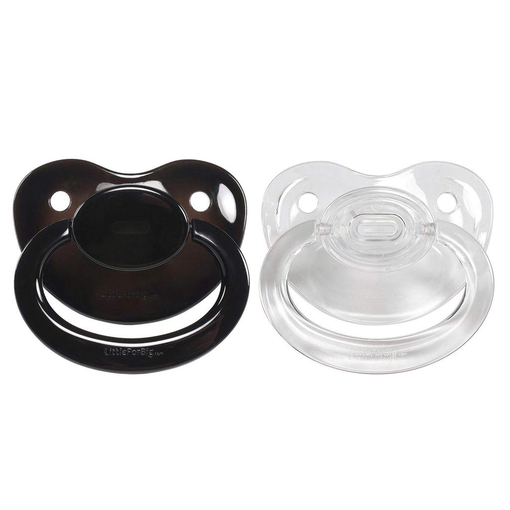 LittleForBig Adult Pacifier Transparent Candy Color Set of 2 [Reproduces Mom's Nipples] Black/Transparent